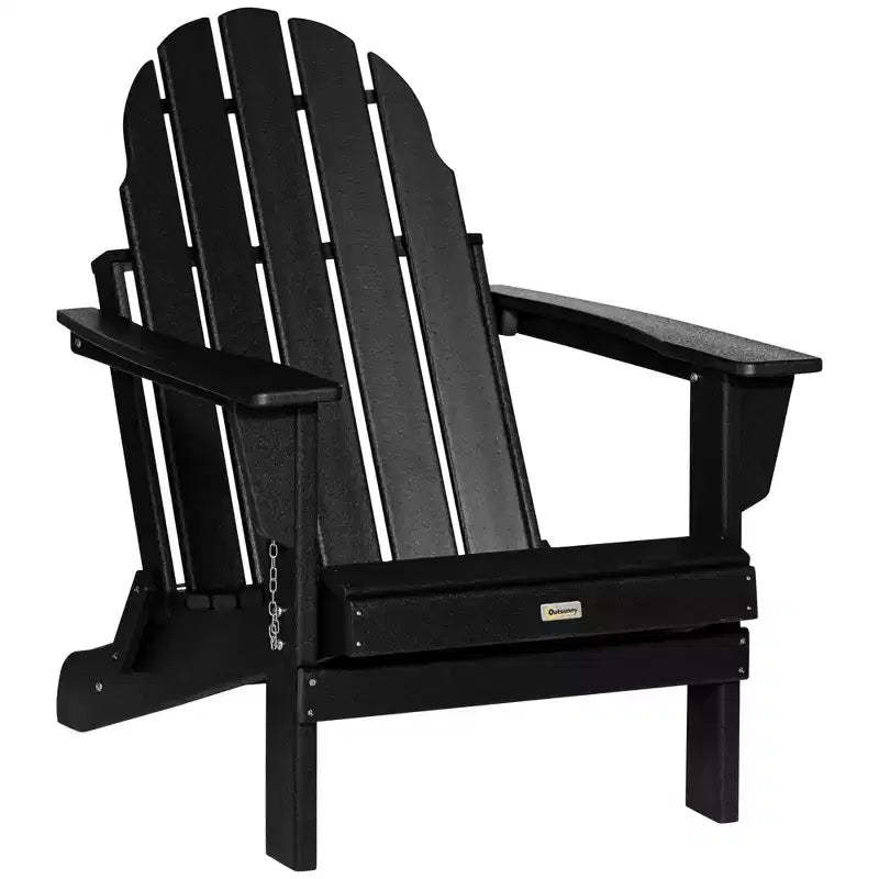 Outsunny Folding Adirondack Chair, Outdoor Fire Pit Seating HDPE Lounger Chair for Patio Deck and Lawn Furnitur