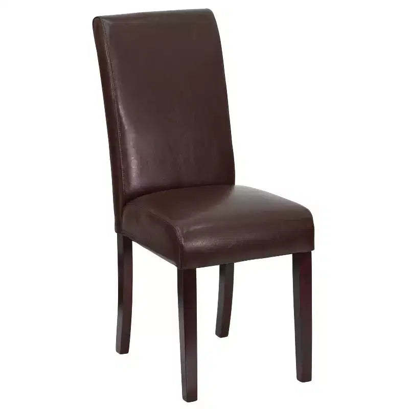 Merrick Lane Faux Leather Panel Back Parson's Chair for Kitchen, Dining Room and More