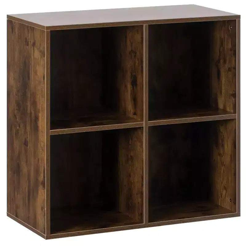 Basicwise Modern Wooden Toy Storage Bookshelf 4 Cube Organizer Square Bookcase