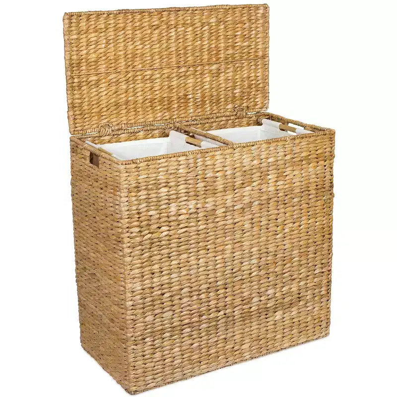 BirdRock Home Seagrass Oversized Divided Hamper with Liners - Honey