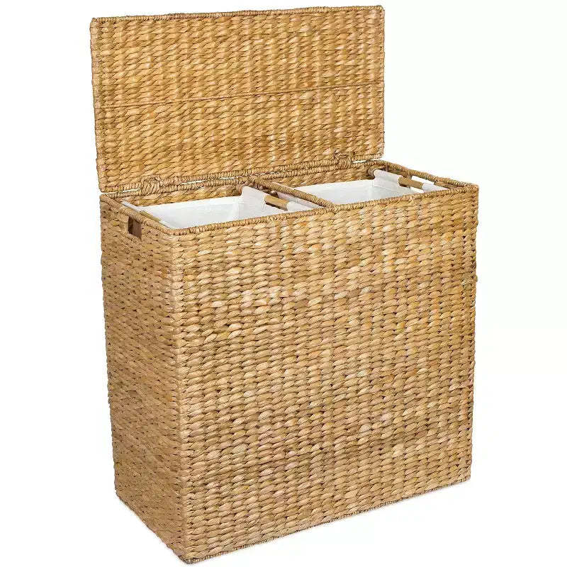 BirdRock Home Seagrass Oversized Divided Hamper with Liners - Honey