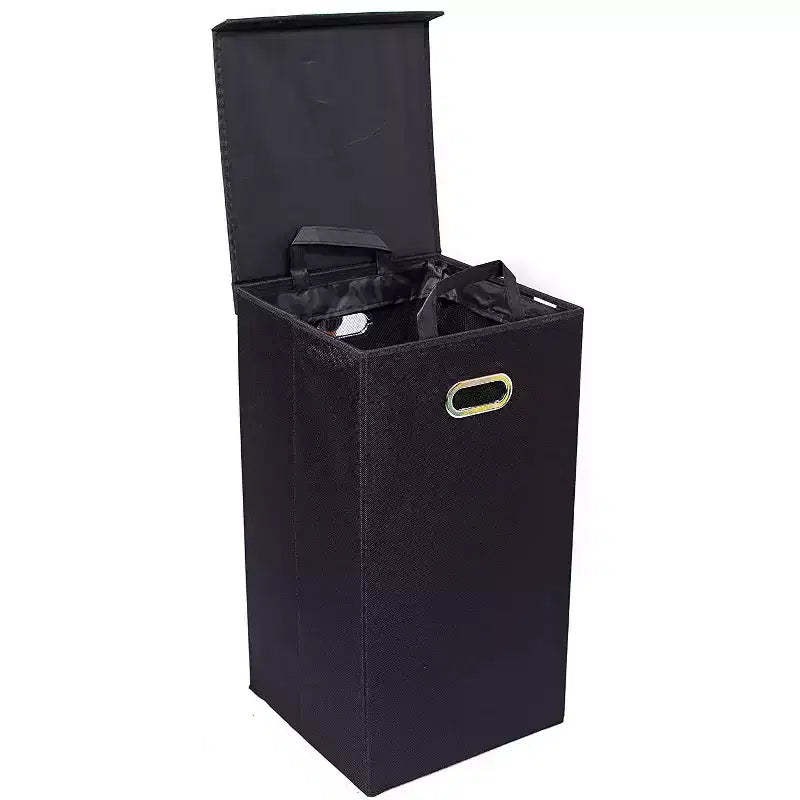 BirdRock Home Single Linen Laundry Hamper with Lid and Removable Liner - Black