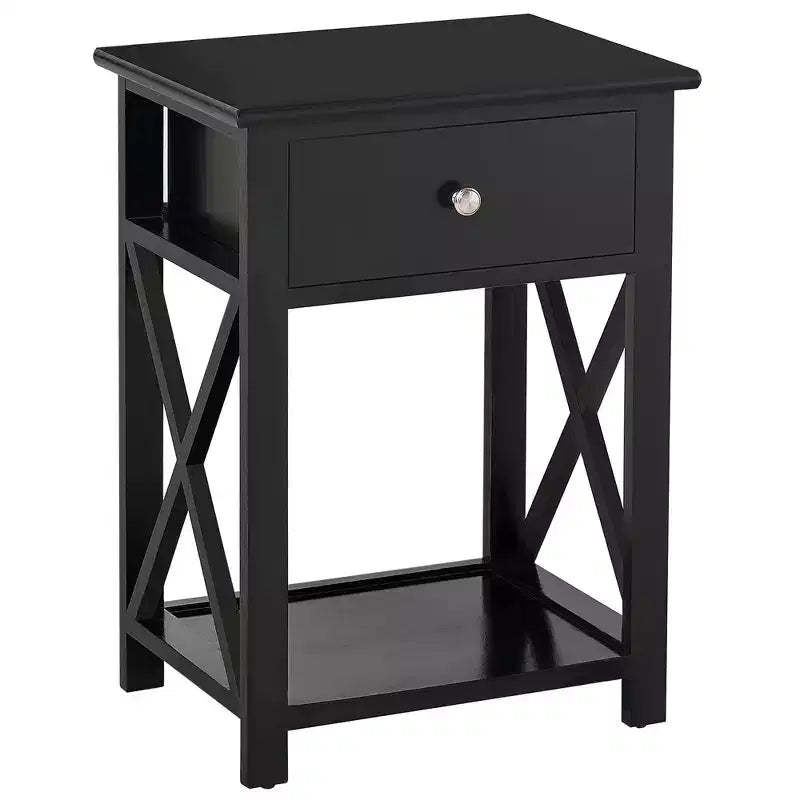 HOMCOM 22 Traditional Wood Accent End Table With Storage Drawer for Living Room or Bedroom