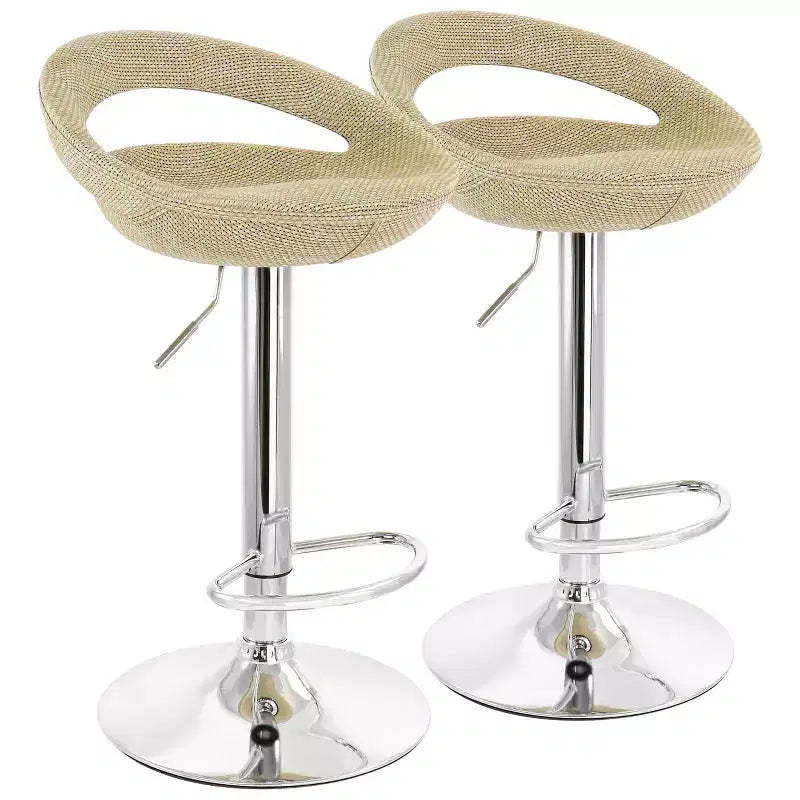 Elama 2 Piece Adjustable Rattan Barstool in Gray with Chrome Base