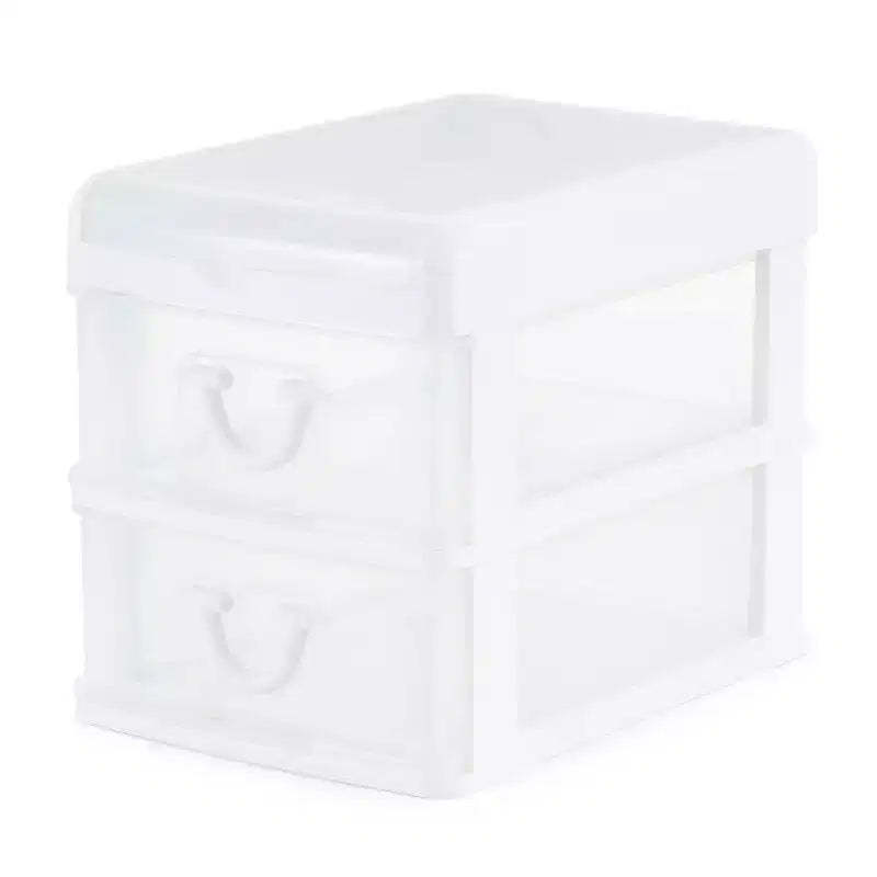 Gracious Living Clear Mini 2 Drawer Desk and Office Organizer with Flip Top Storage for Cosmetics, Arts, Crafts, and Stationery Items