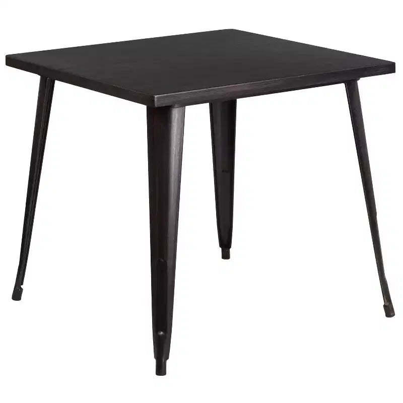 Merrick Lane Baird 31.75 Square Metal Dining Table for Indoor and Outdoor Use