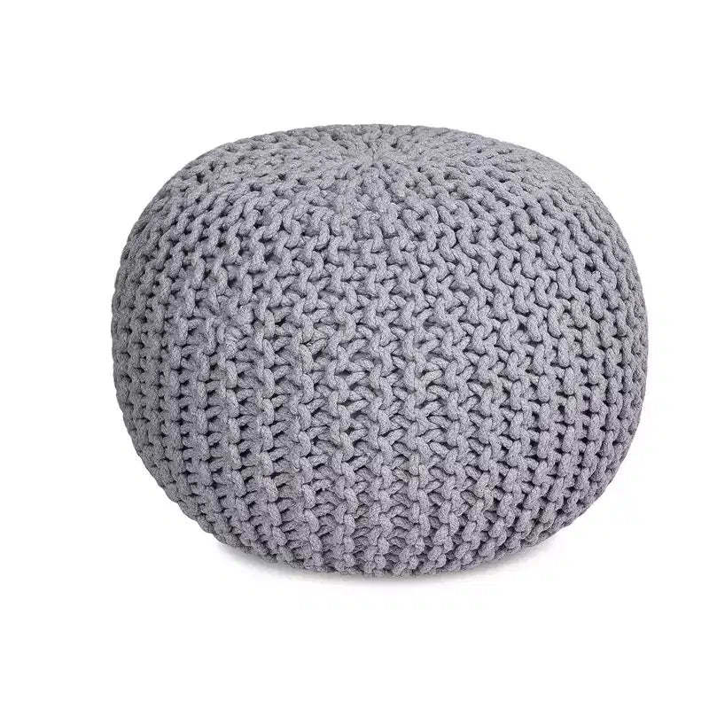 BirdRock Home Round Pouf Foot Stool Ottoman - Light Grey