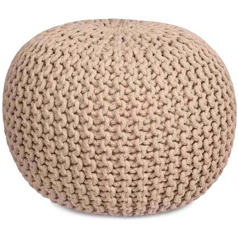 BirdRock Home Round Pouf Foot Stool Ottoman - Natural
