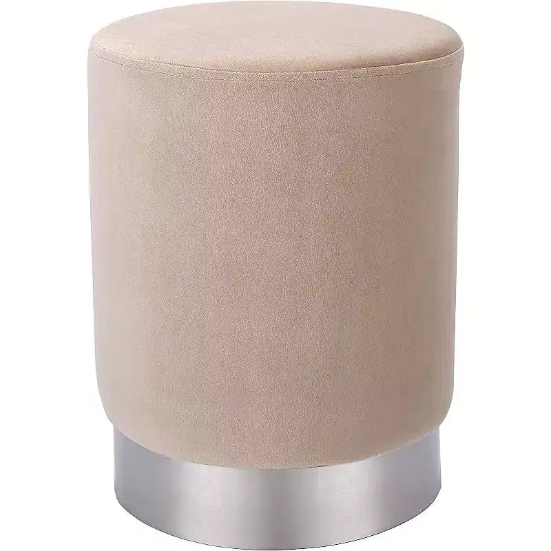 BirdRock Home Round Velvet Ottoman Foot Stool - Taupe