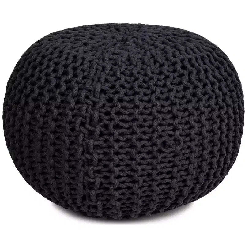 BirdRock Home Round Pouf Foot Stool Ottoman - Charcoal Grey