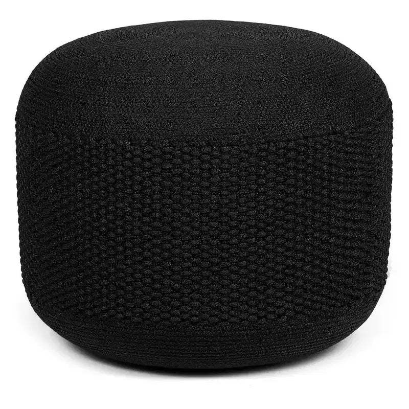 BirdRock Home Woven Knitted Indoor or Outdoor Pouf - Black