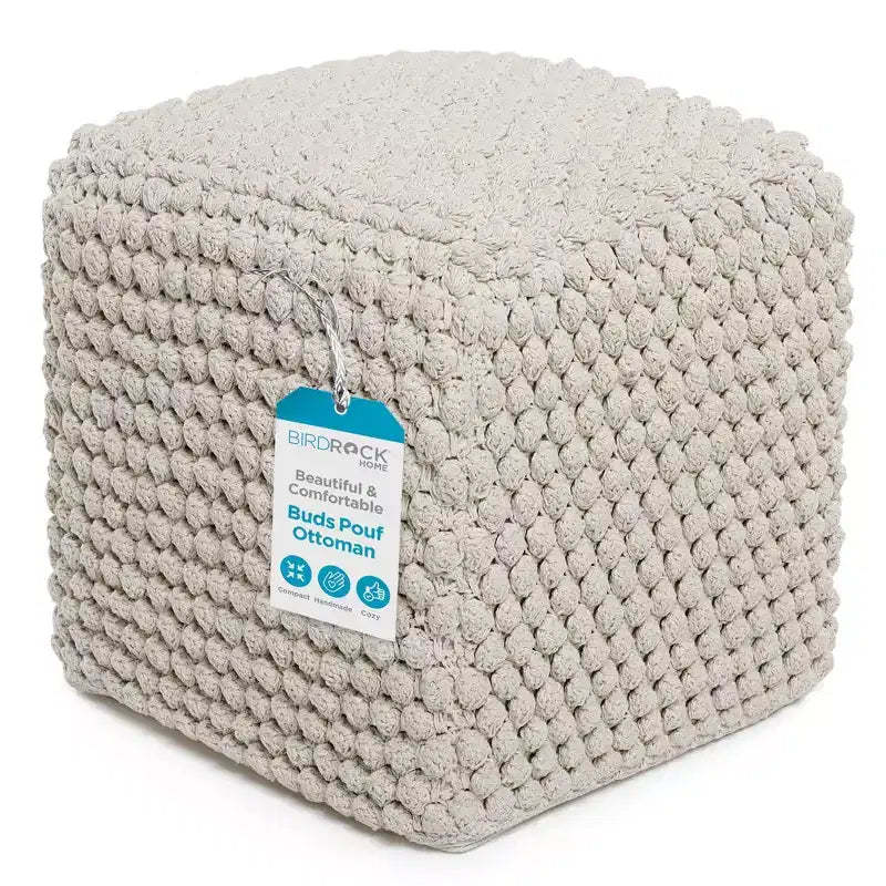 BIRDROCK HOME Bud Pouf Foot Stool Ottoman - Natural