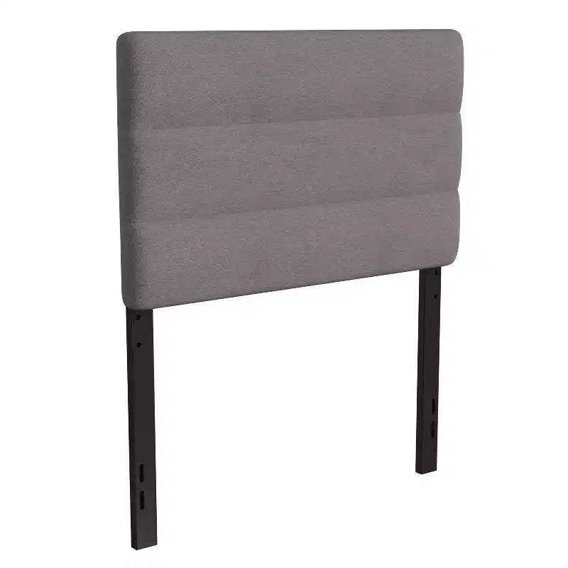 Emma and Oliver Modern Upholstered Headboard with Horizontal Line Stitching and Adjustable Height Rails