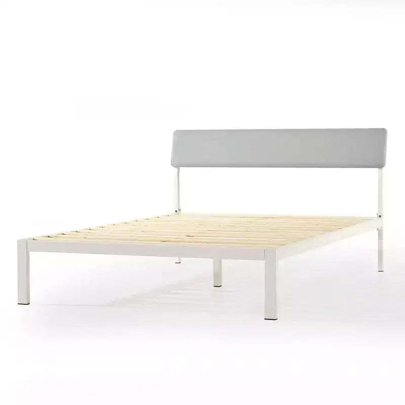 Best Price Mattress Kera Metal Platform Bed with Angled Upholstered Headboard