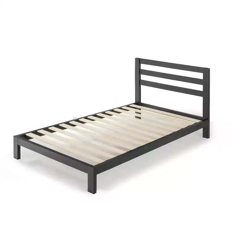 10 Modernista Classic Metal Platform Bed with Headboard Black - Mellow