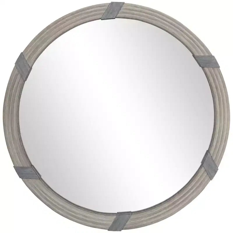 HOMCOM 30.75 Wood Wall Mirror, Round Mirror for Wall in Living Room, Bedroom, Natural Wood Color