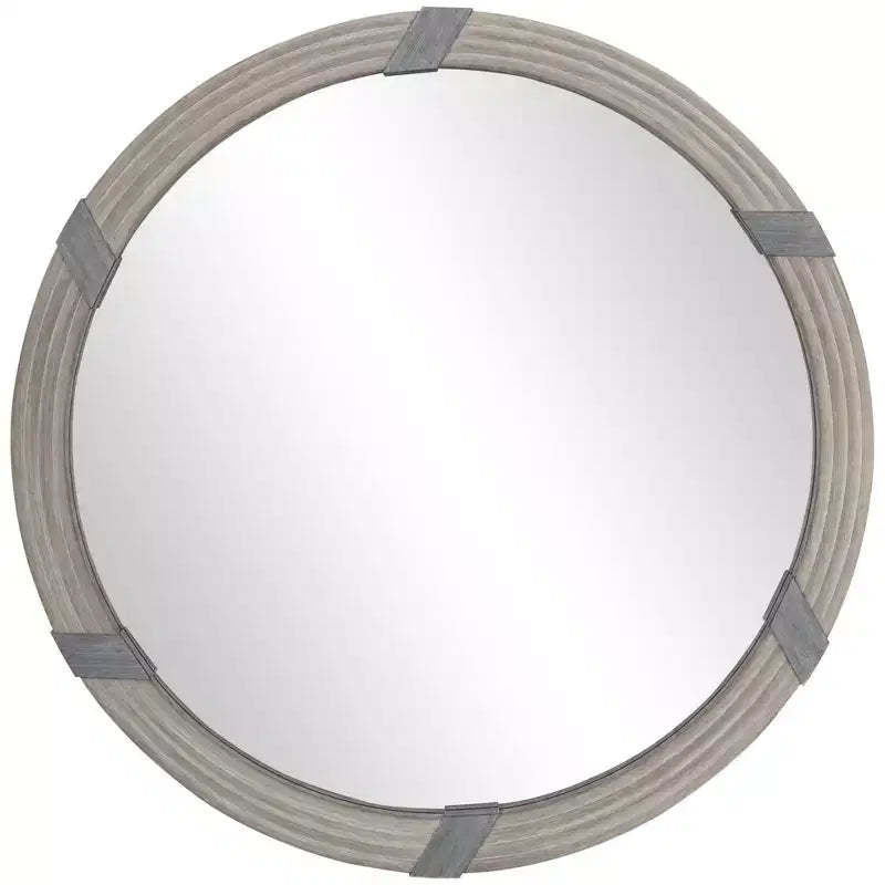HOMCOM 30.75 Wood Wall Mirror, Round Mirror for Wall in Living Room, Bedroom, Natural Wood Color