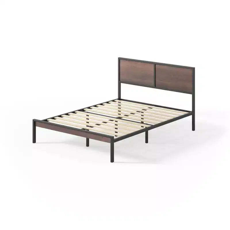 Mory Metal Platform Bed Frame with Split Headboard Brown - ZINUS