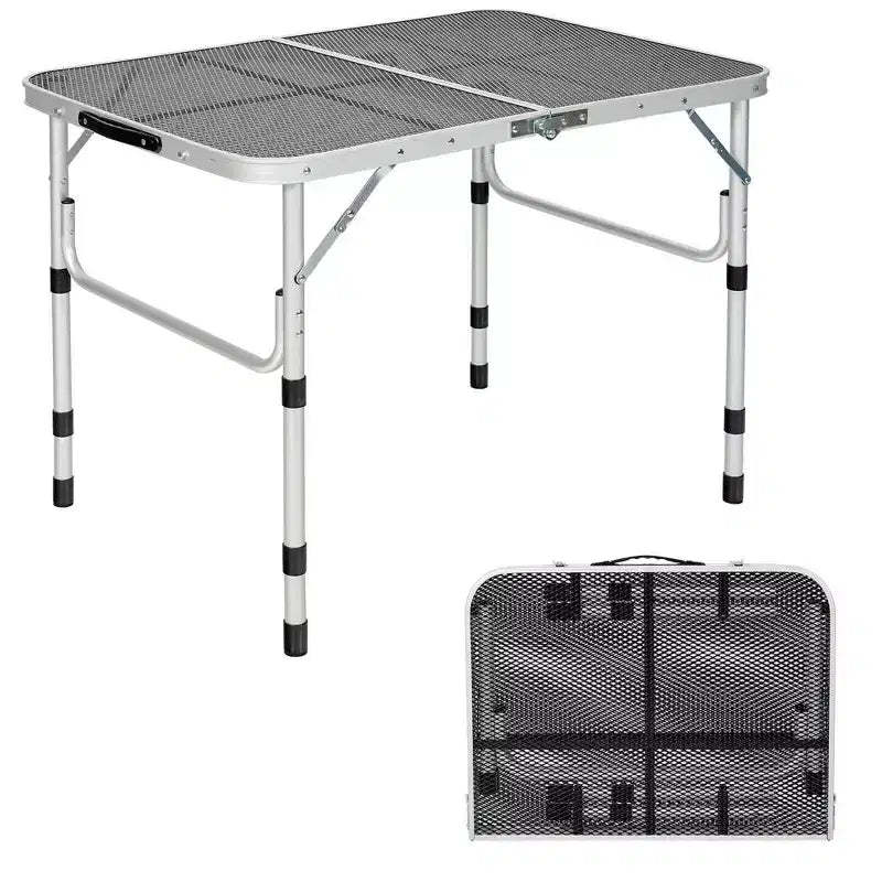 Costway Folding Grill Table for Camping Lightweight Aluminum Metal Grill Stand Table
