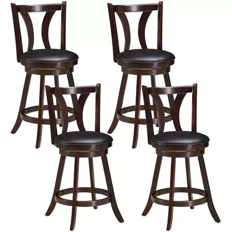 Costway Set of 4 Swivel Bar stool 24'' Counter Height Leather Padded Dining Kitchen Chair