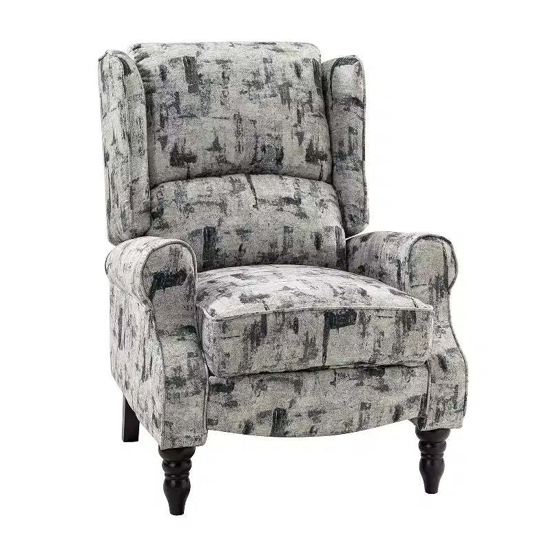 Asikli Contemporary Manual Modern Wingback Recliner with Rubber Wood Legs | Karat Home-Grey