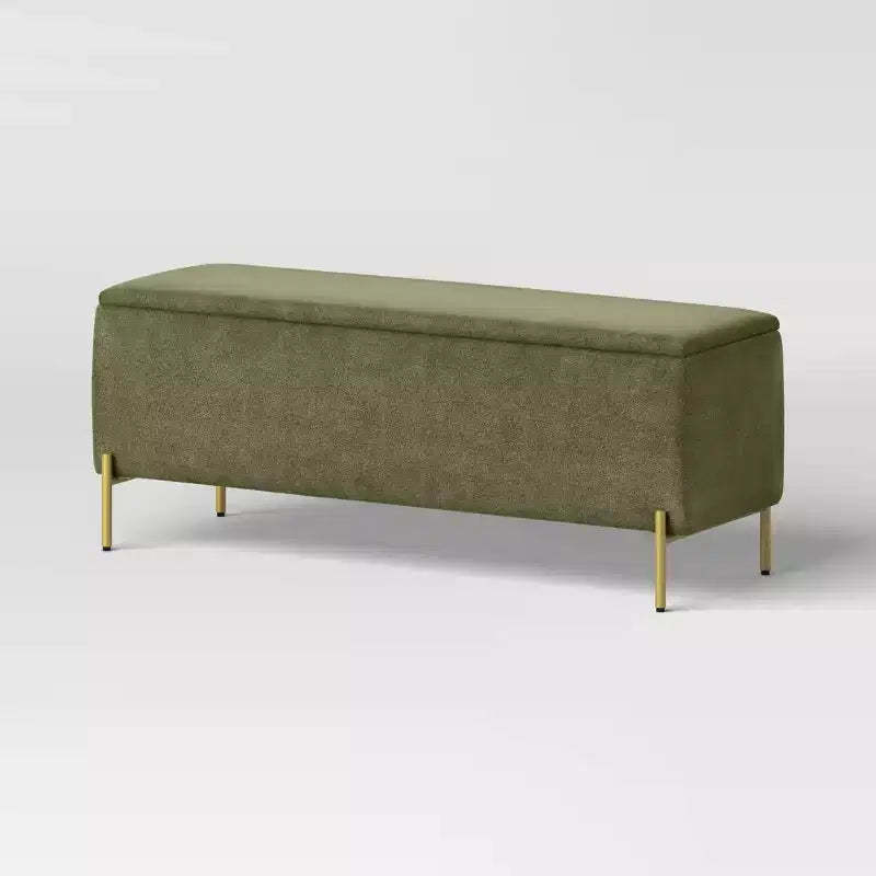 Ivy Upholstered Storage Bench Sage Green - Threshold