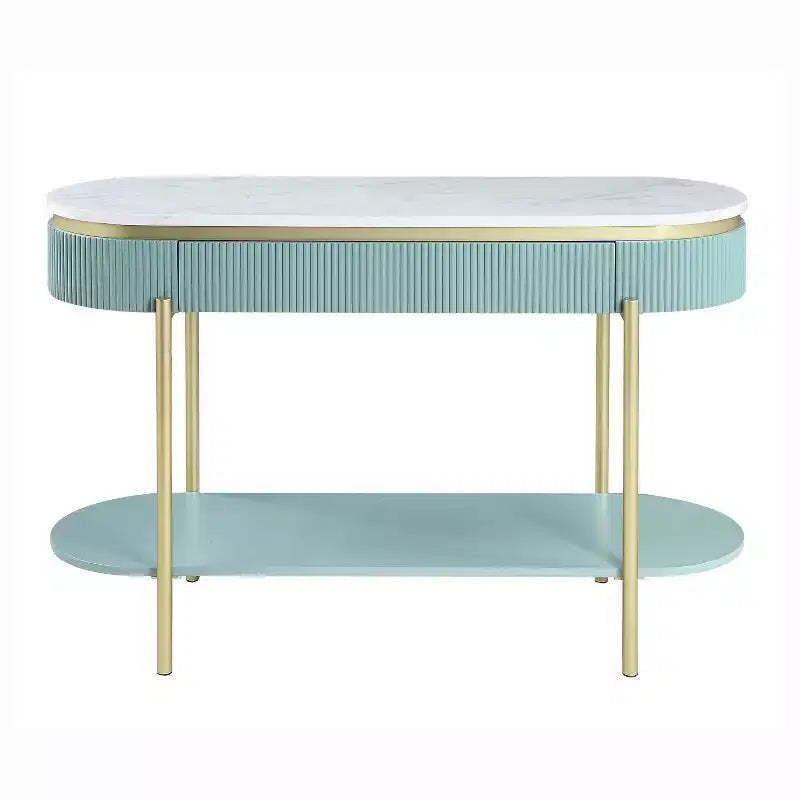 Cartehena Faux Marble Sofa Table with Drawer - HOMES: Inside + Out
