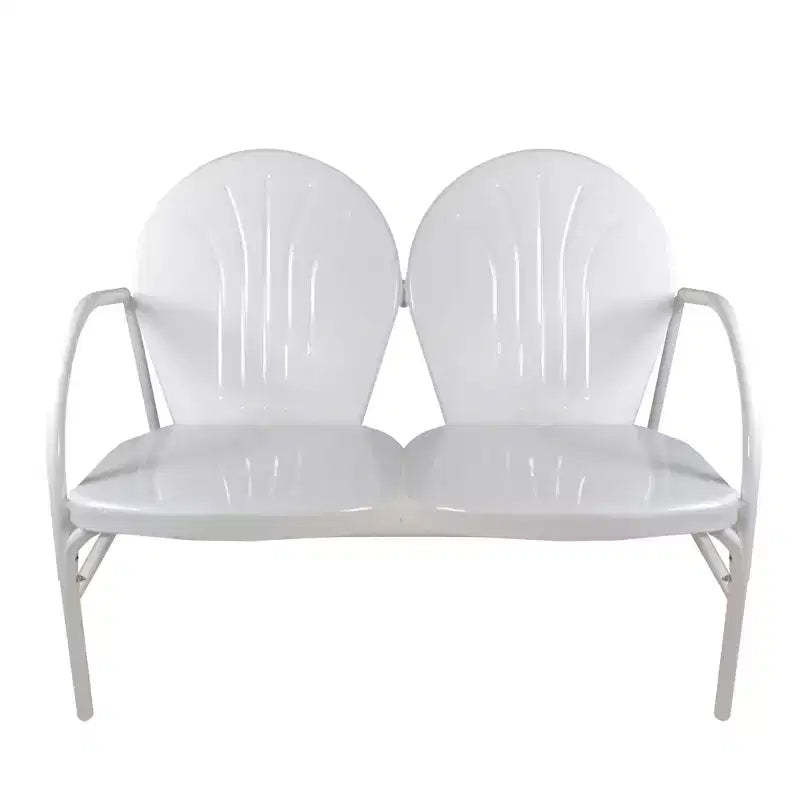 Northlight 47-Inch Outdoor Retro Tulip Steel Loveseat, White