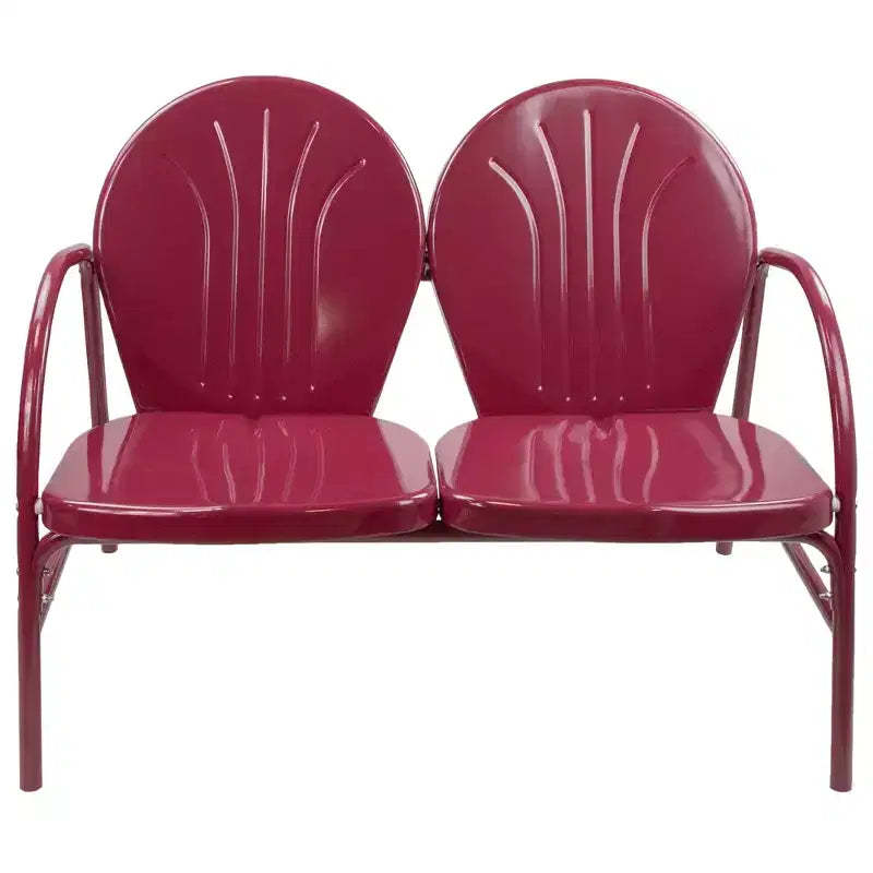 Northlight 42 Outdoor Retro Tulip Steel Loveseat, Mulberry