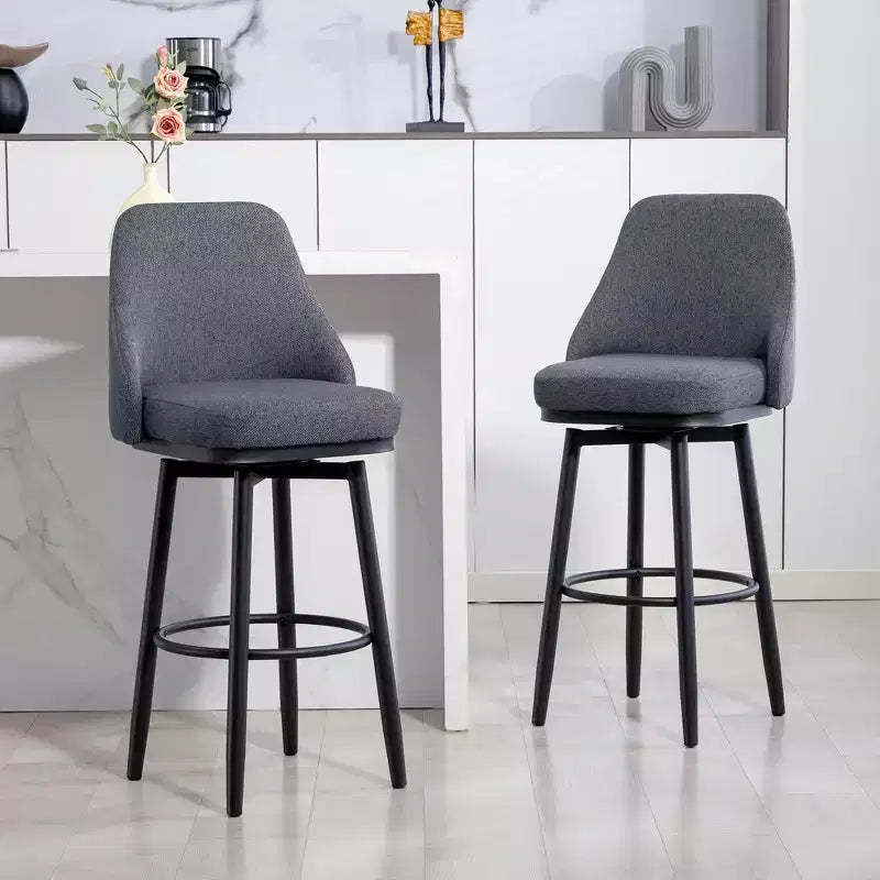 HOMCOM Extra Tall Bar Stools Set of 2, Modern 360 Swivel Barstools, Dining Room Chairs with Steel Legs and Footrest, Dark gray
