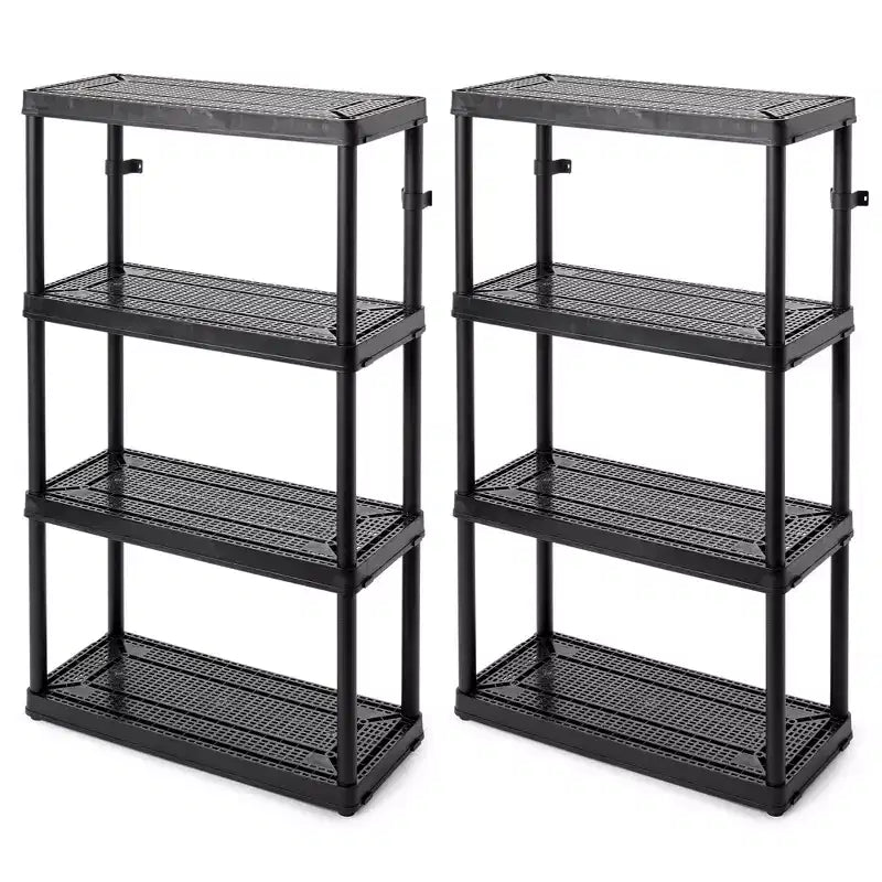 Gracious Living 4 Shelf Fixed Height Ventilated Medium Duty Shelving Unit, Black