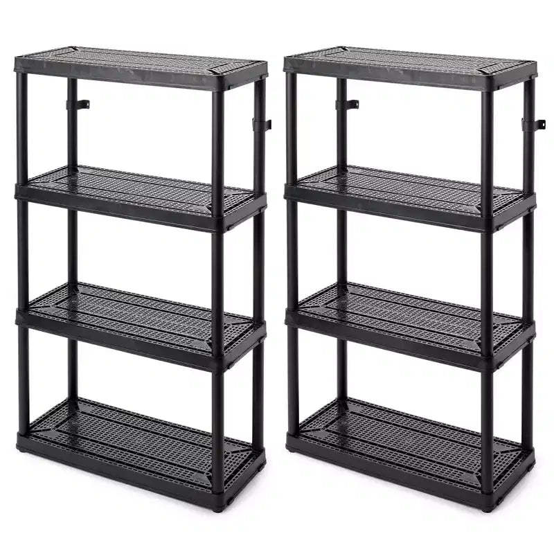 Gracious Living 4 Shelf Fixed Height Ventilated Medium Duty Shelving Unit, Black