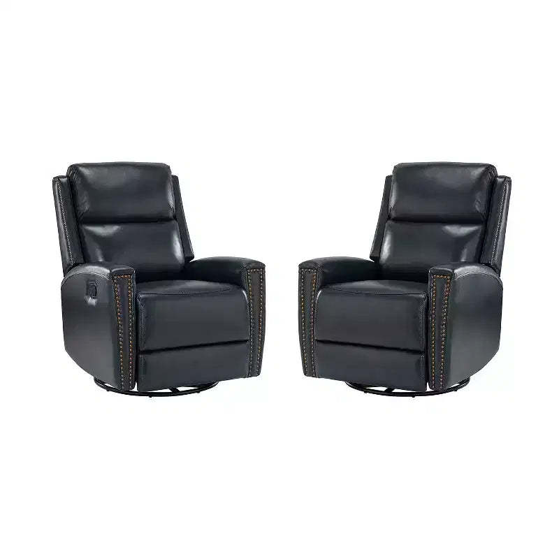 Set of 2 Hilario 30.31 Wide Genuine Leather Swivel Rocker Recliner| ART OF LIVING DESIGNS