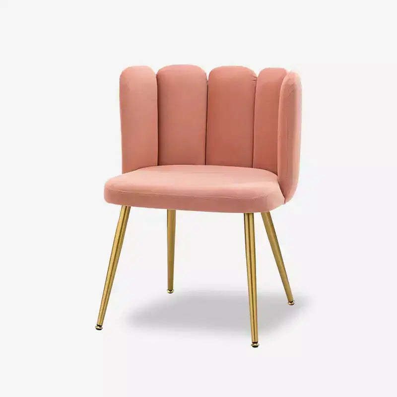 Barbara Velvet Vanity Stool for Makeup Room Moden Accent Side Chairs for Living Room with Golden Metal Legs| ART OF LIVING DESIGNS-Pink