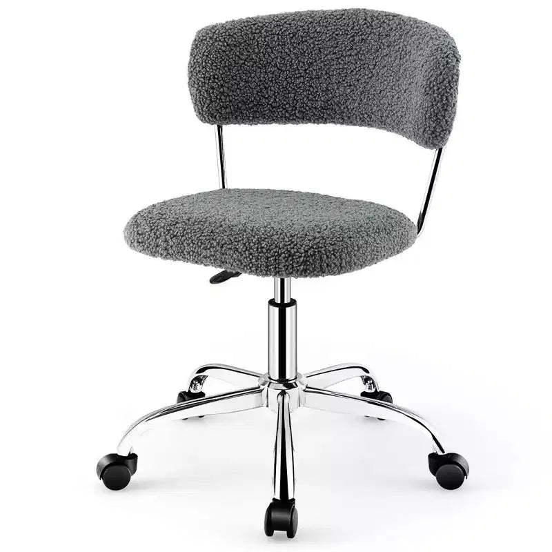 Costway Computer Desk Chair Adjustable Faux Fur Office Chair Swivel Vanity Chair