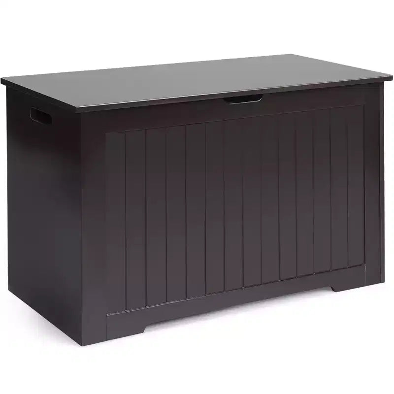 Costway Wooden Toy Box Kids Storage Chest Bench W/ Flip-Top Lid & Safety Hinge White\Brown