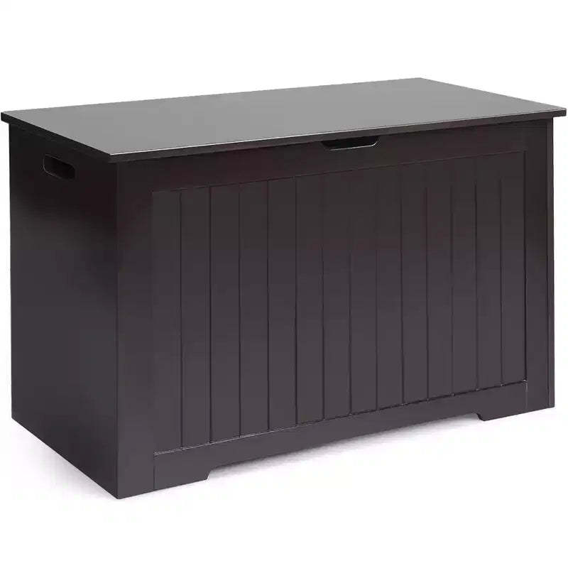 Costway Wooden Toy Box Kids Storage Chest Bench W/ Flip-Top Lid & Safety Hinge White\Brown