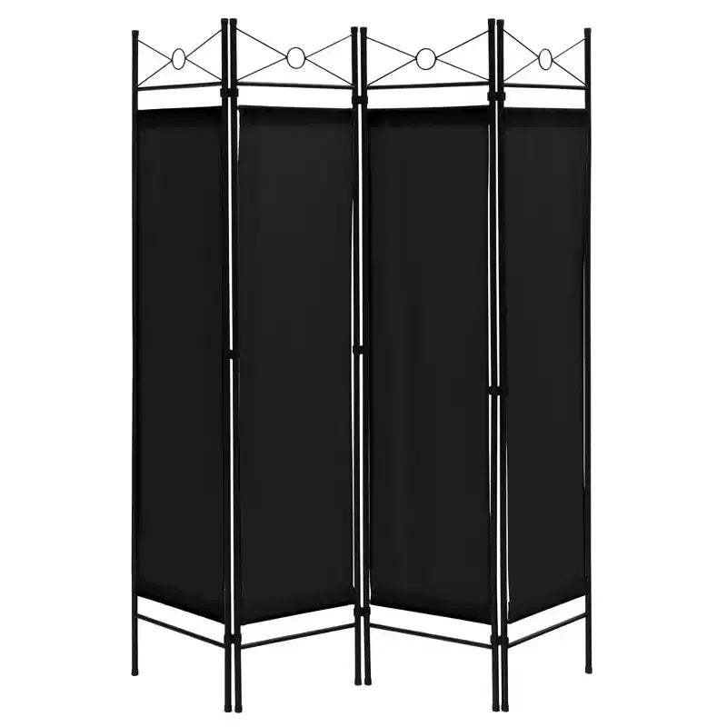 Costway 6 FT 4-Panel Folding Room Divider Freestanding Privacy Screen Steel Frame Brown\Black\White
