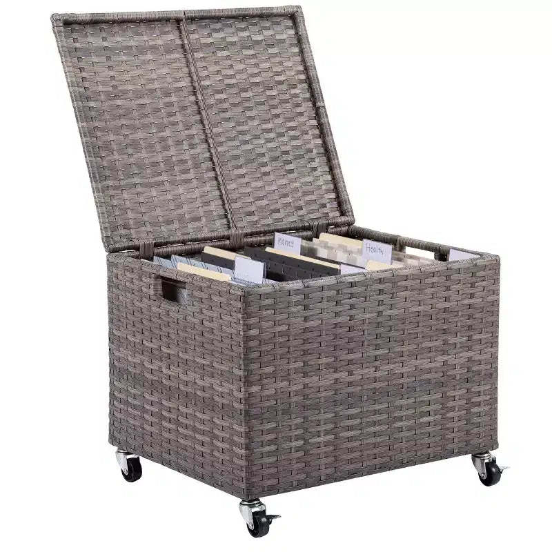 BIRDROCK HOME Rolling File Box-Storage Cabinet with Wheels-File Organizers Boxes - Home Office (Tan)
