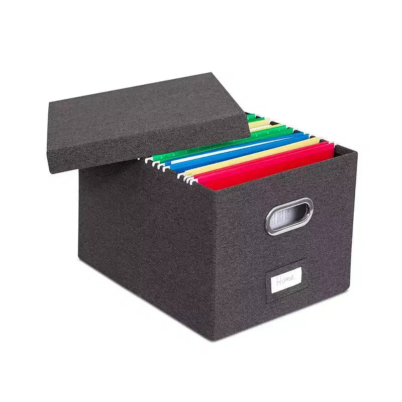 Internet's Best Collapsible File Box Storage Organizer with Lid - 1 Pack - Charcoal