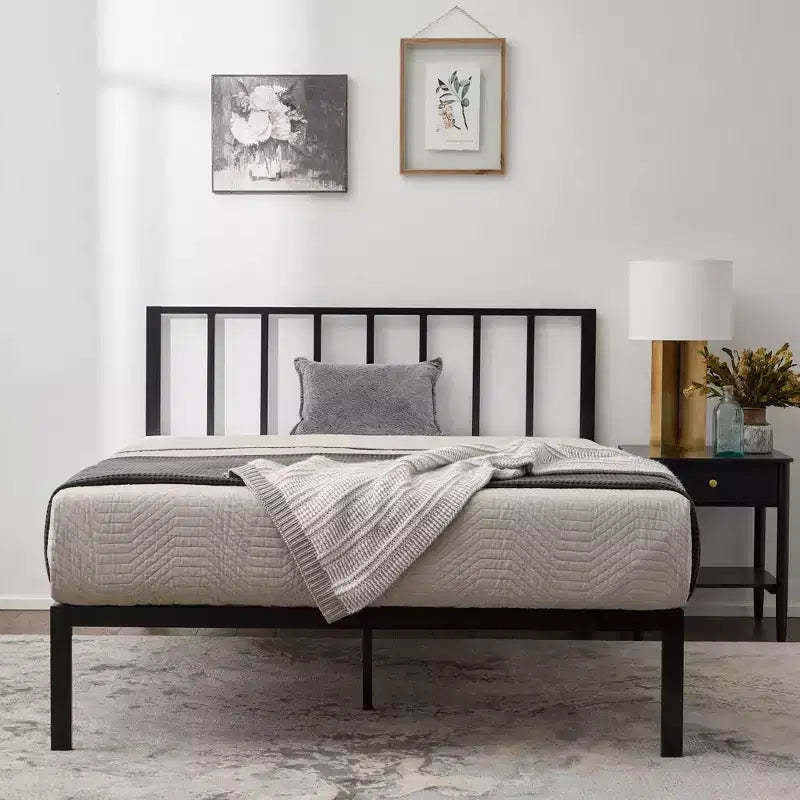 Lori Metal Platform Bed with Vertical Bar Headboard - Brookside Home