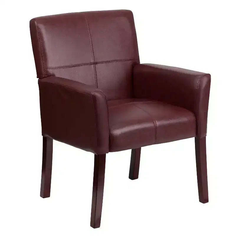Emma and Oliver Leather Executive Side Reception Chair with Mahogany Legs