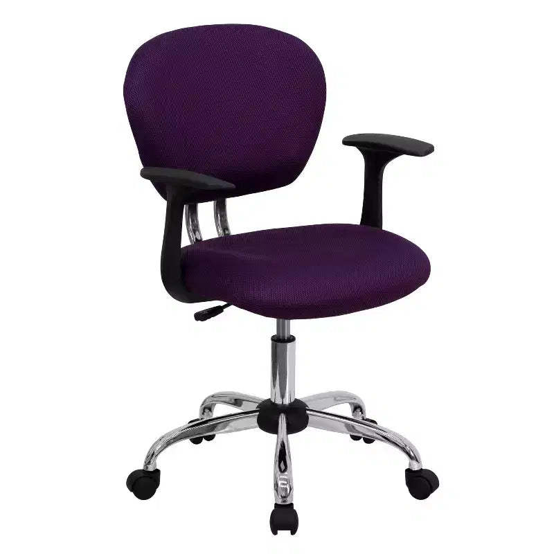 Emma and Oliver Mid-Back Mesh Padded Swivel Task Office Chair with Chrome Base and Arms