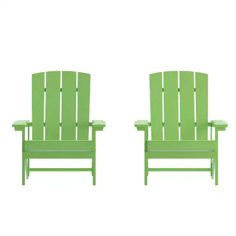 Emma and Oliver 2 Pack Outdoor All-Weather Poly Resin Wood Adirondack Chairs