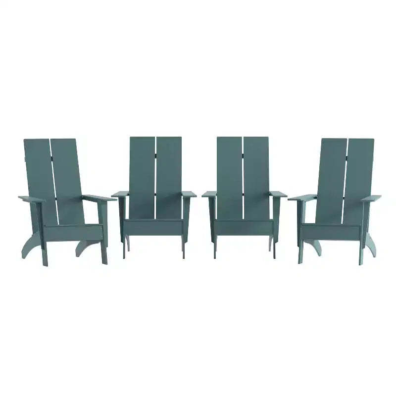 Merrick Lane Set of 4 Modern All-Weather Poly Resin Wood Adirondack Chairs