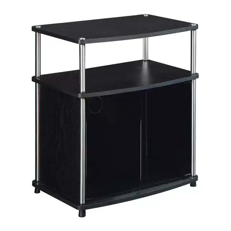 Designs2Go TV Stand for TVs up to 25 with Black Glass Storage Cabinet and Shelf - Breighton Home