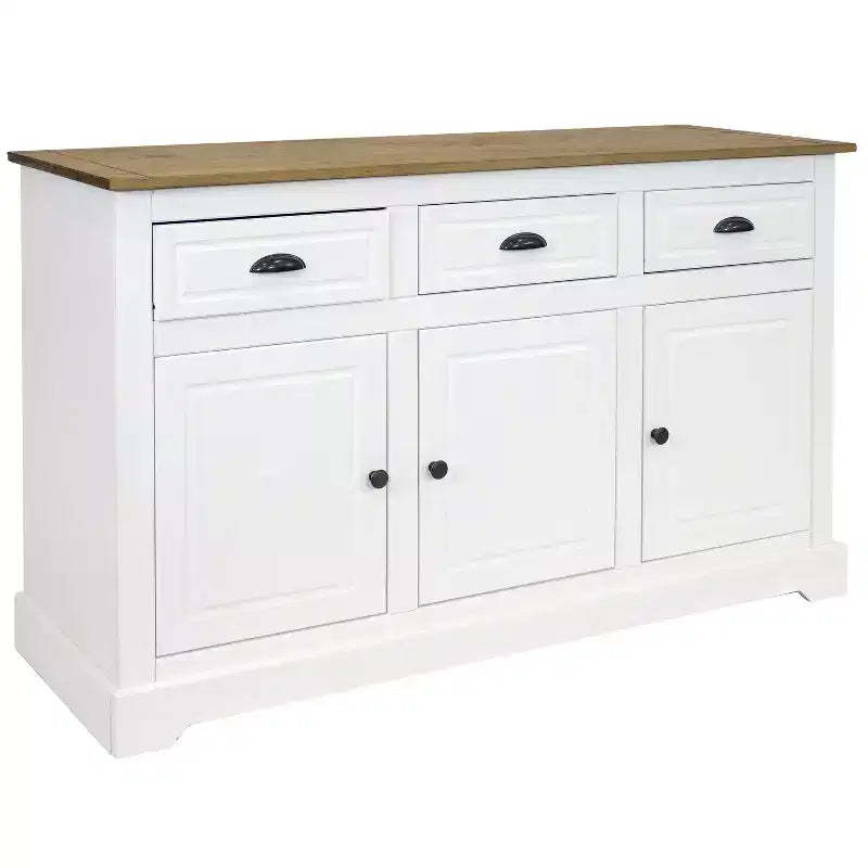 Sunnydaze Sideboard with 3 Drawers and 3 Doors - Solid Pine Construction - White - 32