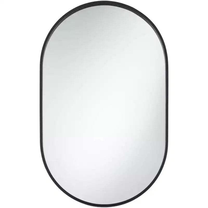 Uttermost Rapido Oval Vanity Decorative Wall Mirror Modern Matte Black Iron Frame 24 Wide for Bathroom Bedroom Living Room Home Office House Entryway
