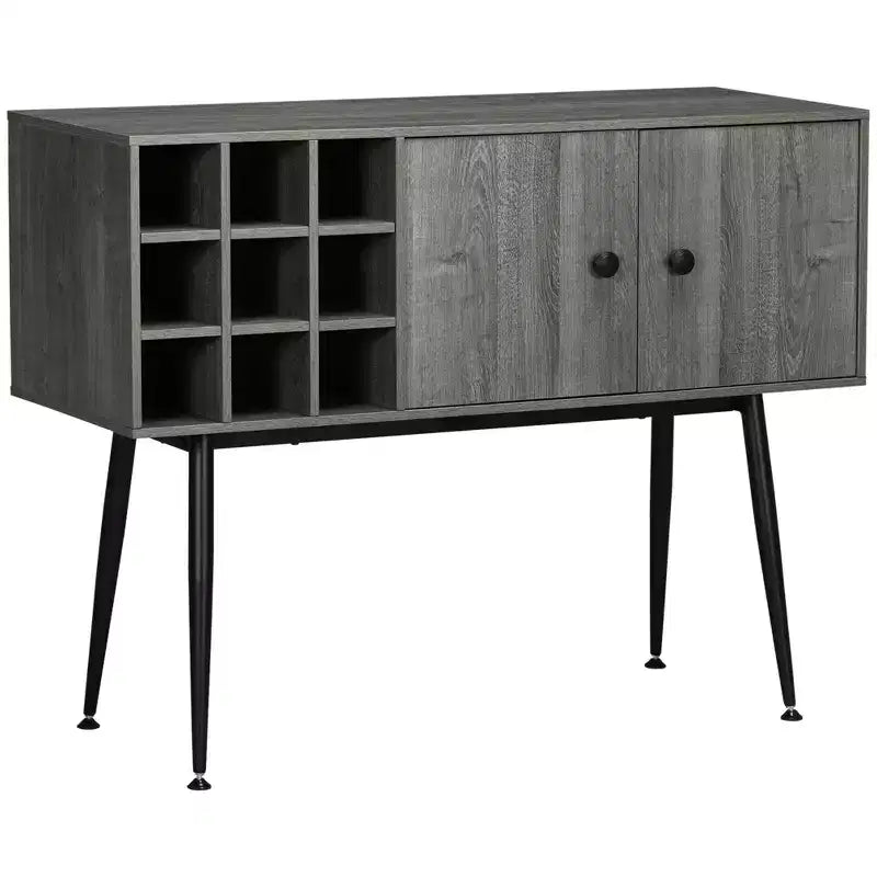 HOMCOM Coffee Bar Cabinet 9-Bottle Wine Rack and Adjustable Shelf, Sideboard Buffet Cabinet Wine Cabinet for Living Room