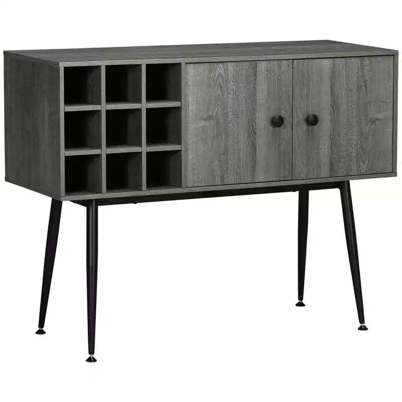 HOMCOM Coffee Bar Cabinet 9-Bottle Wine Rack and Adjustable Shelf, Sideboard Buffet Cabinet Wine Cabinet for Living Room